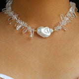 Irregular Crystal Baroque Pearl Necklace - floysun