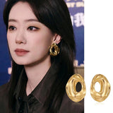 Irregular Geometric Oval Hollow Earrings - floysun