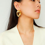 Irregular Geometric Oval Hollow Earrings - floysun