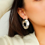 Irregular Geometric Oval Hollow Earrings - floysun