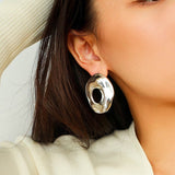 Irregular Geometric Oval Hollow Earrings - floysun