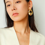 Irregular Geometric Oval Hollow Earrings - floysun