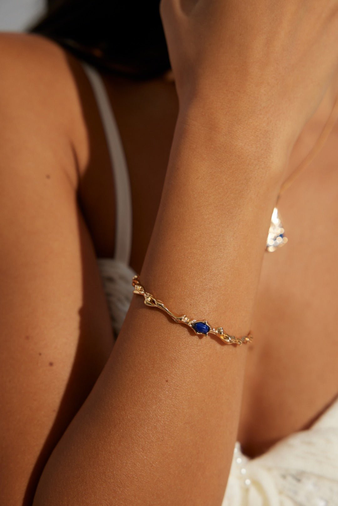 Irregular Lapis Twig - shaped Bangles Bracelets - floysun