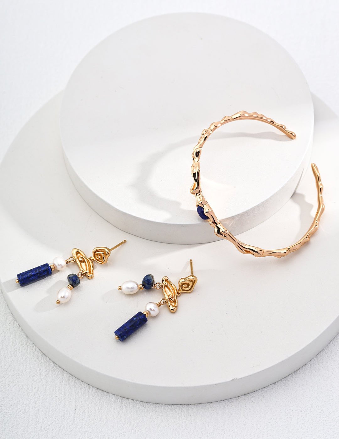 Irregular Lapis Twig - shaped Bangles Bracelets - floysun