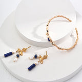 Irregular Lapis Twig - shaped Bangles Bracelets - floysun