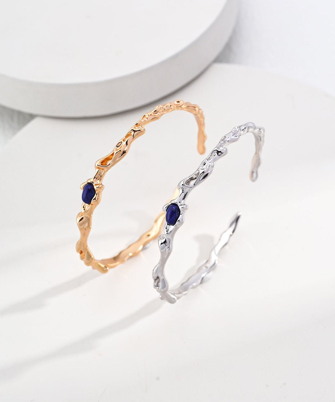 Irregular Lapis Twig - shaped Bangles Bracelets - floysun