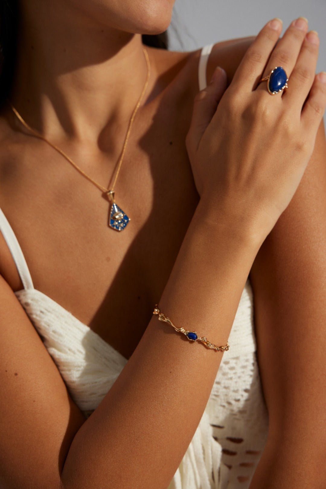 Irregular Lapis Twig - shaped Bangles Bracelets - floysun