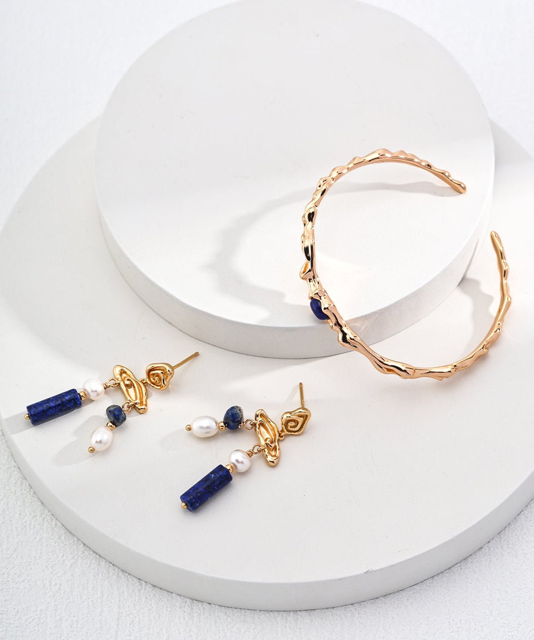 Irregular Lapis Twig - shaped Bangles Bracelets - floysun