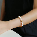 Irregular Metal and Pearl Magnetic Clasp Beaded Bracelet - floysun