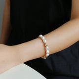 Irregular Metal and Pearl Magnetic Clasp Beaded Bracelet - floysun