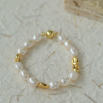 Irregular Metal and Pearl Magnetic Clasp Beaded Bracelet - floysun