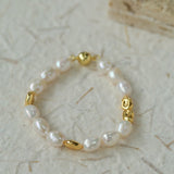 Irregular Metal and Pearl Magnetic Clasp Beaded Bracelet - floysun