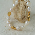 Irregular Metal and Pearl Magnetic Clasp Beaded Bracelet - floysun