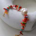 Irregular Multicolor Gemstone Baroque Pearl Bracelet - floysun