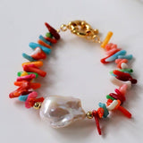 Irregular Multicolor Gemstone Baroque Pearl Bracelet - floysun