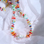 Irregular Multicolor Gemstone Baroque Pearl Necklace - floysun