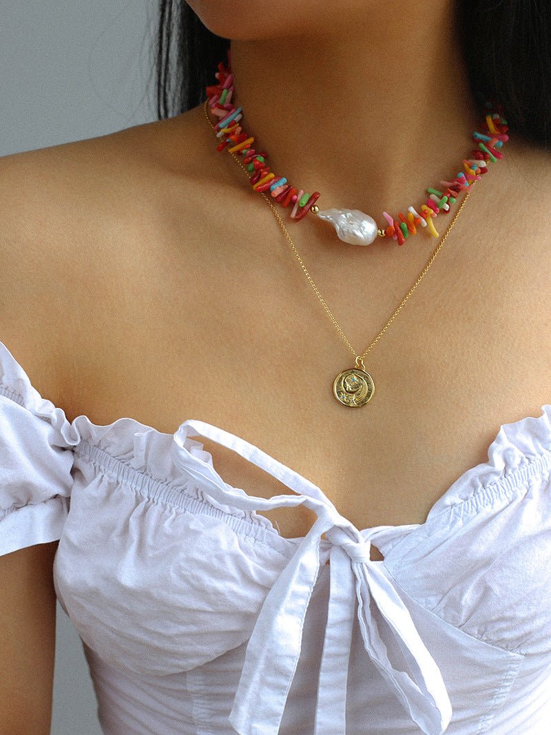 Irregular Multicolor Gemstone Baroque Pearl Necklace - floysun