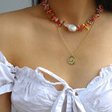 Irregular Multicolor Gemstone Baroque Pearl Necklace - floysun