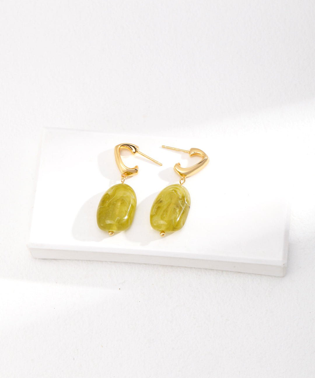 Irregular Yellow - green Resin Drop Earring - floysun