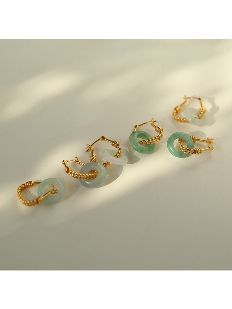 Jade Fusion Hoop Earrings - floysun