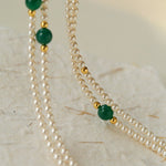 Jade Grace Green Agate Long Pearl Necklace - floysun