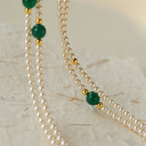 Jade Grace Green Agate Long Pearl Necklace - floysun