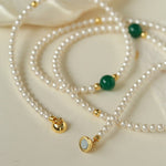 Jade Grace Green Agate Long Pearl Necklace - floysun