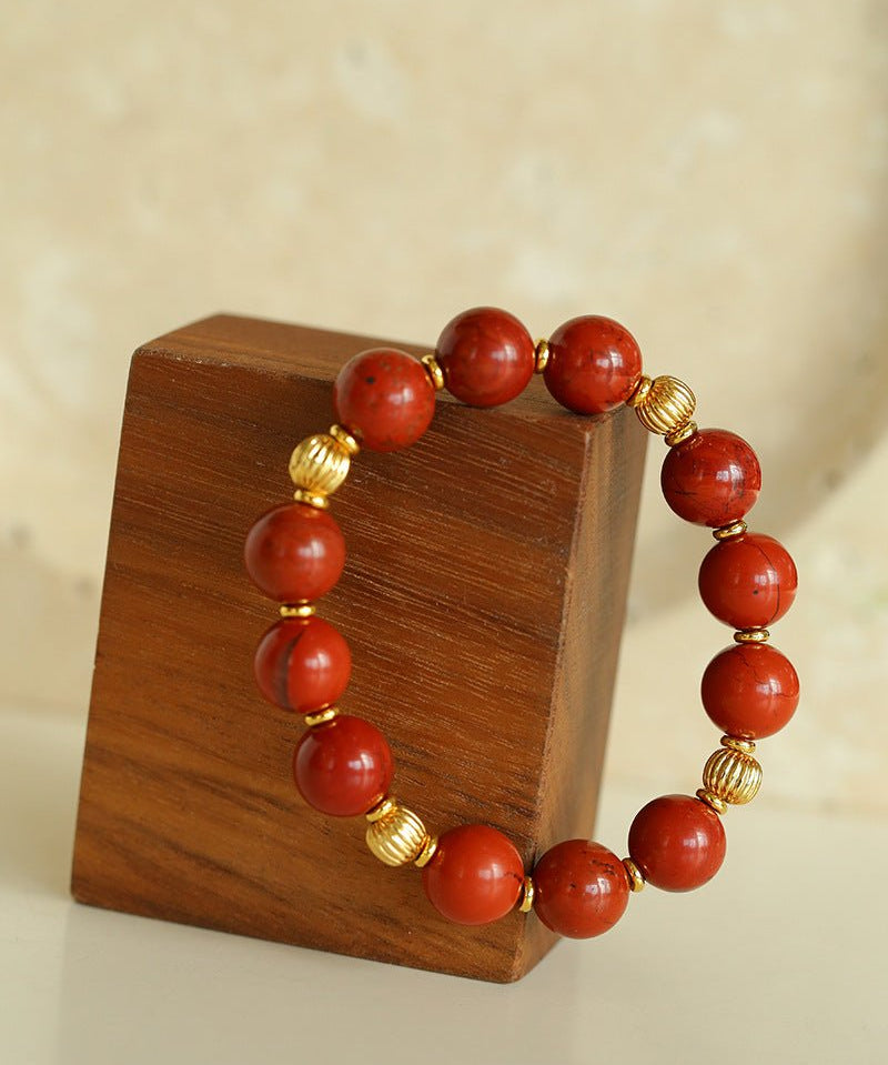 Joyful Red Stone Round Bead Bracelet - floysun