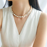 Knot Clasp Pearl Short Necklace - floysun