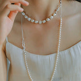 Knot Clasp Pearl Short Necklace - floysun