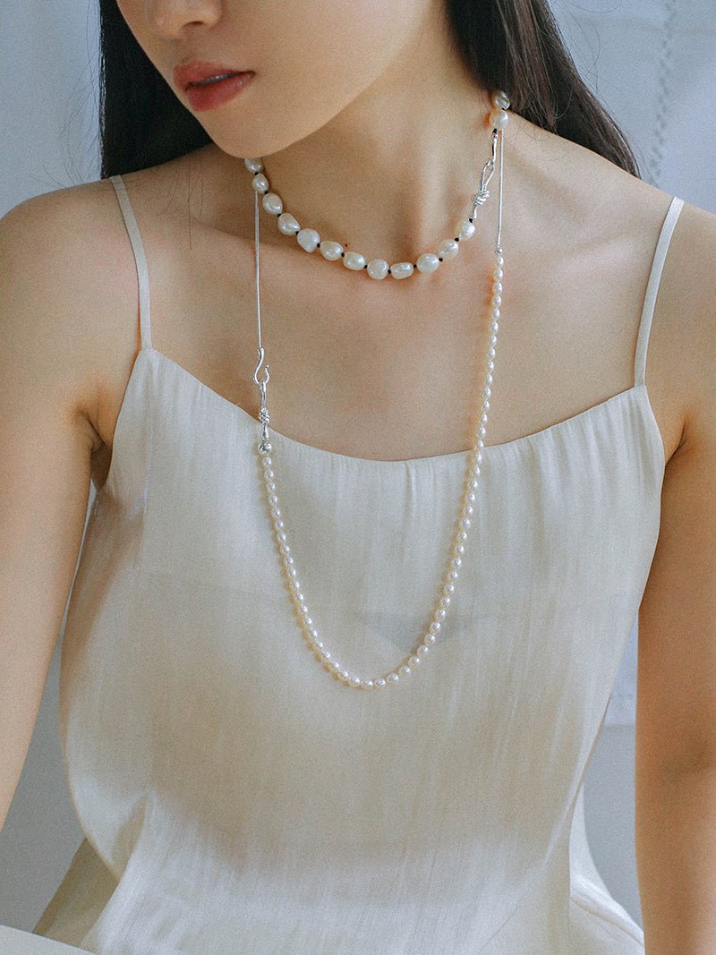 Knot Clasp Pearl Short Necklace - floysun