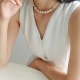 Knot Clasp Pearl Short Necklace - floysun