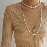 Knot Clasp Pearl Short Necklace - floysun