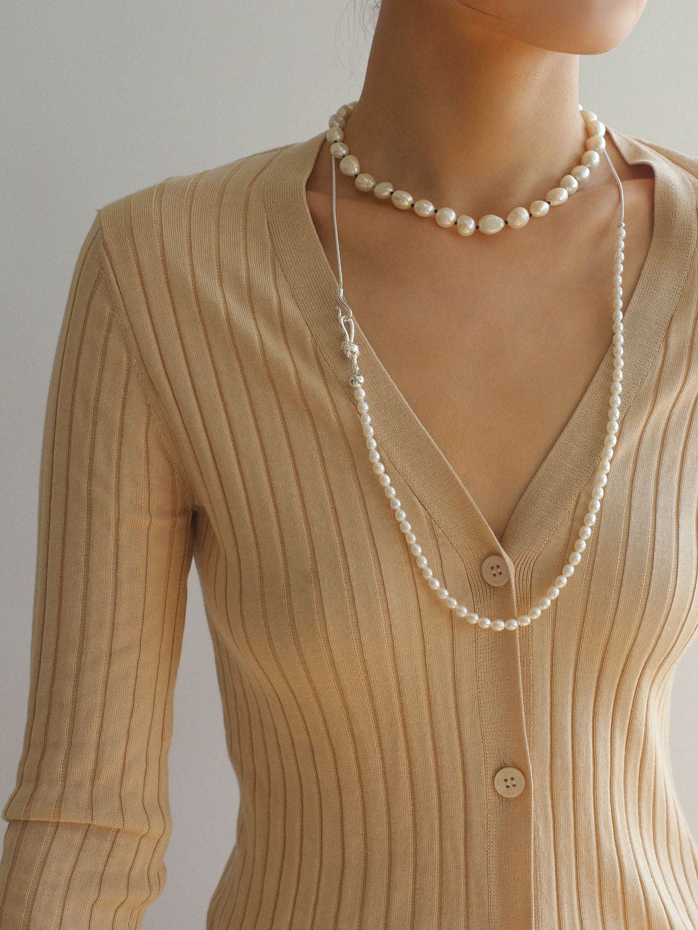 Knot Clasp Pearl Short Necklace - floysun