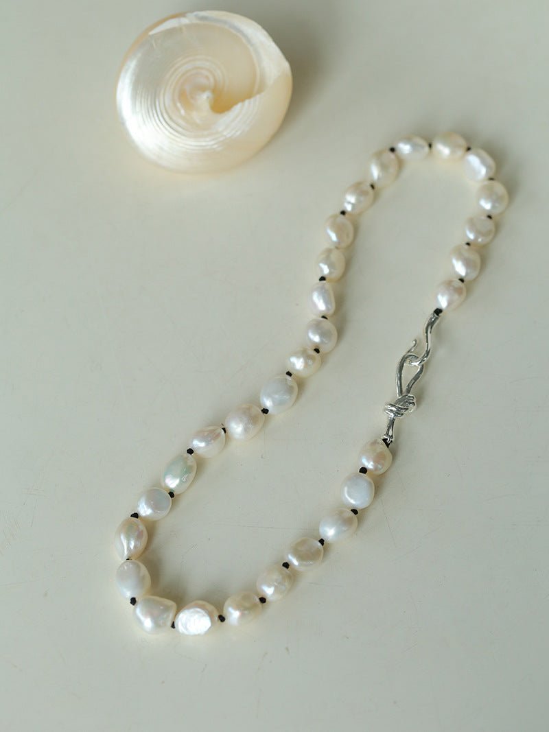 Knot Clasp Pearl Short Necklace - floysun