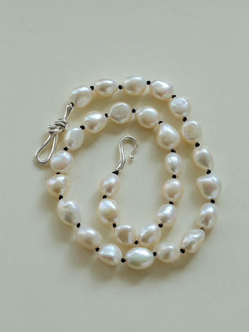 Knot Clasp Pearl Short Necklace - floysun