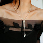 Knotted Pearl Silver Chain Necklace - floysun