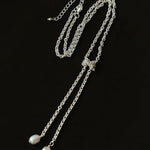 Knotted Pearl Silver Chain Necklace - floysun