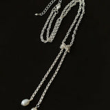 Knotted Pearl Silver Chain Necklace - floysun