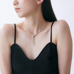 Knotted Pearl Silver Chain Necklace - floysun