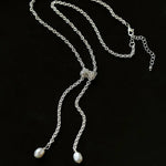 Knotted Pearl Silver Chain Necklace - floysun