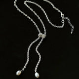 Knotted Pearl Silver Chain Necklace - floysun