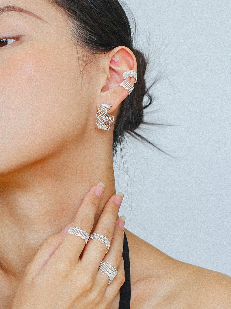 Lace Pattern Diamond Ear Cuff - floysun