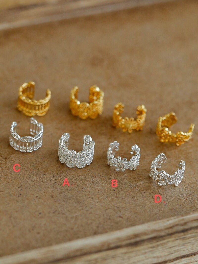 Lace Pattern Diamond Ear Cuff - floysun