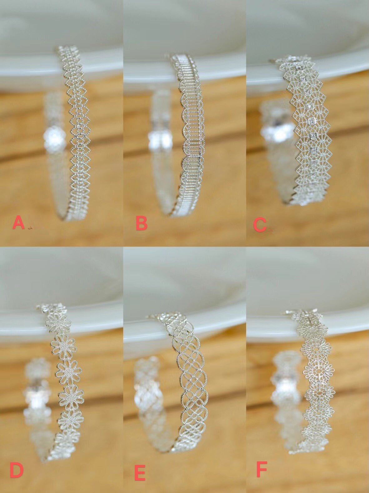 Lace Pattern Diamond Open Bangle - floysun