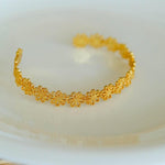 Lace Pattern Diamond Open Bangle - floysun