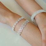 Lace Pattern Diamond Open Bangle - floysun