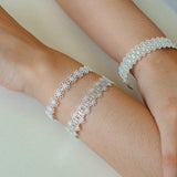 Lace Pattern Diamond Open Bangle - floysun