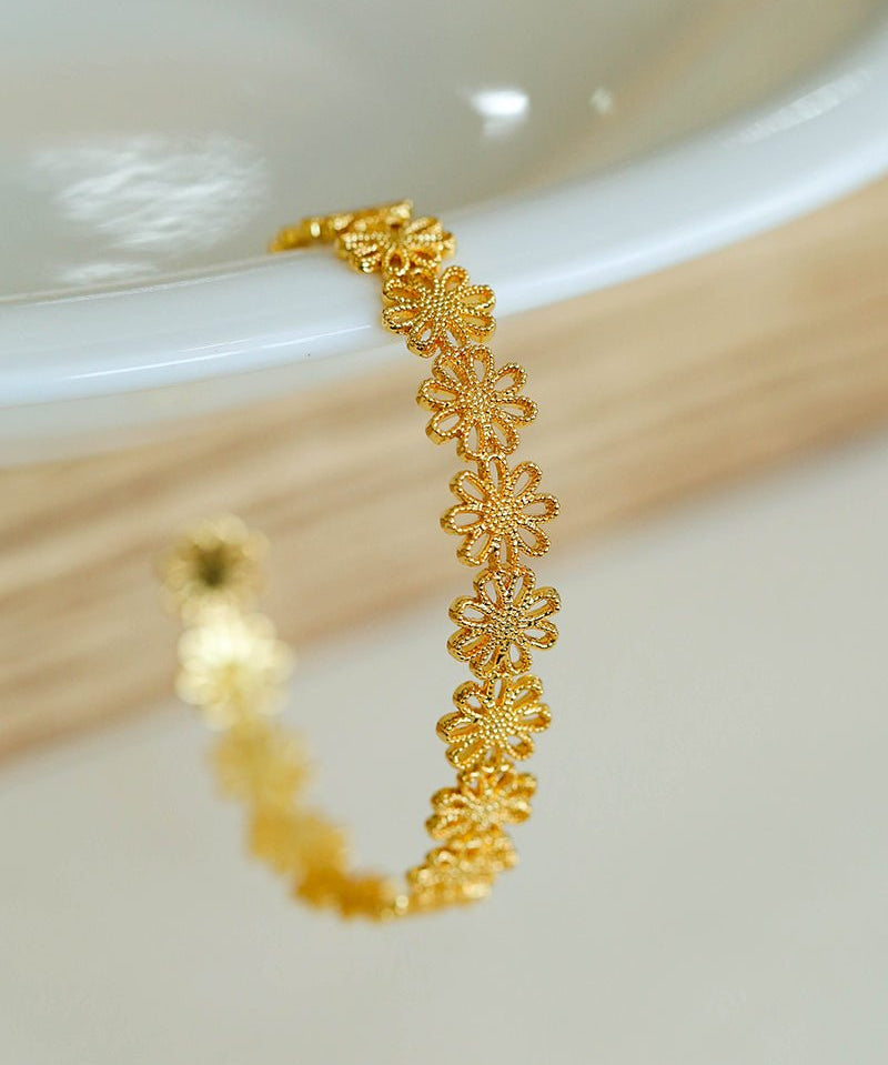 Lace Pattern Diamond Open Bangle - floysun