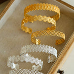 Lace Pattern Diamond Open Bangle - floysun